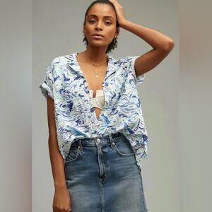 Maeve by Anthropologie Classic Surf Button Down Shirt Medium